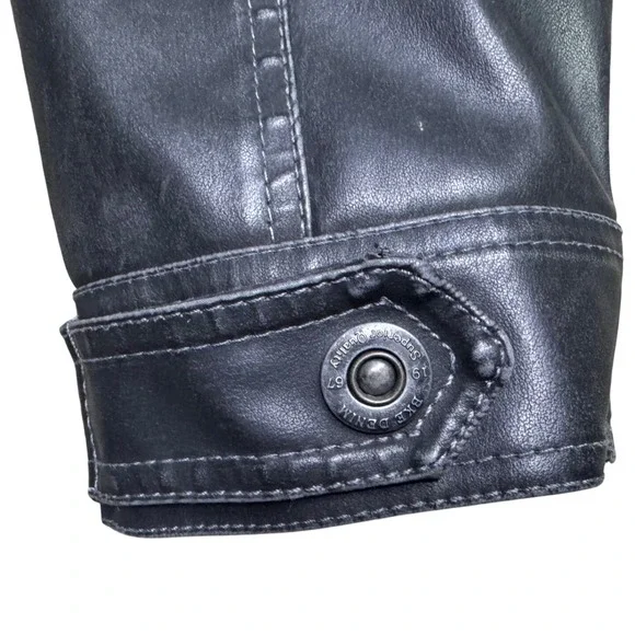 BKE Men's Faux Leather Jacket Dark Gray Size Large Slim Fit Motorcycle Biker - Picture 7 of 13